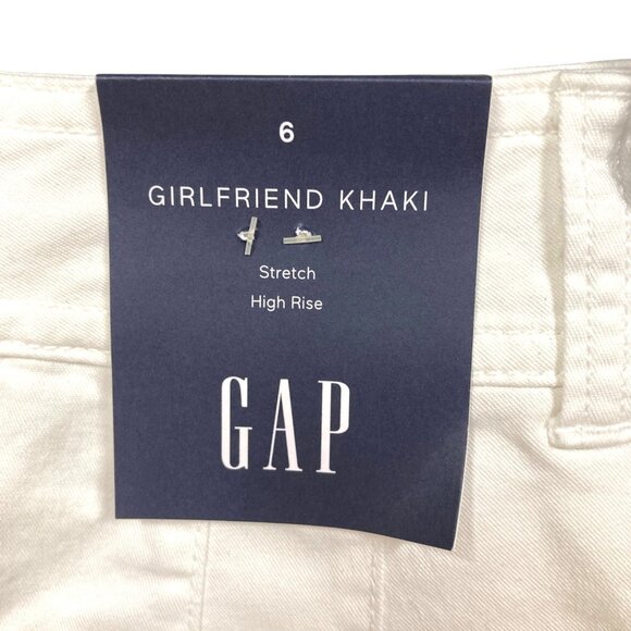 Gap Girlfriend White Khaki High Rise Pants, Size 6,‎ Measures 29.5 x 26.5, NEW - Picture 4 of 11